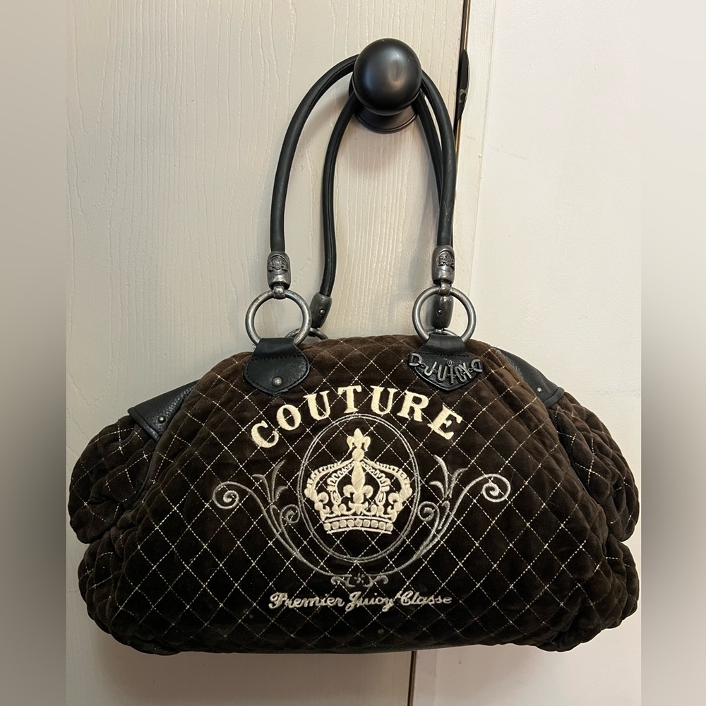 Juicy Couture Brown Velour Premier Classe Shoulder Bag, Y2K